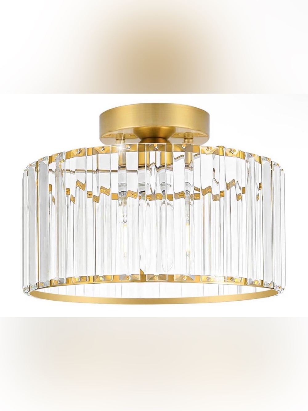 Crystal Ceiling Light Fixture, Modern Semi Flush Mount Ceiling Light, Gold